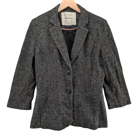 Cartonnier Anthropologie Blazer Jacket Womens Grey Single Breasted 2 Button Sz L - Picture 1 of 14
